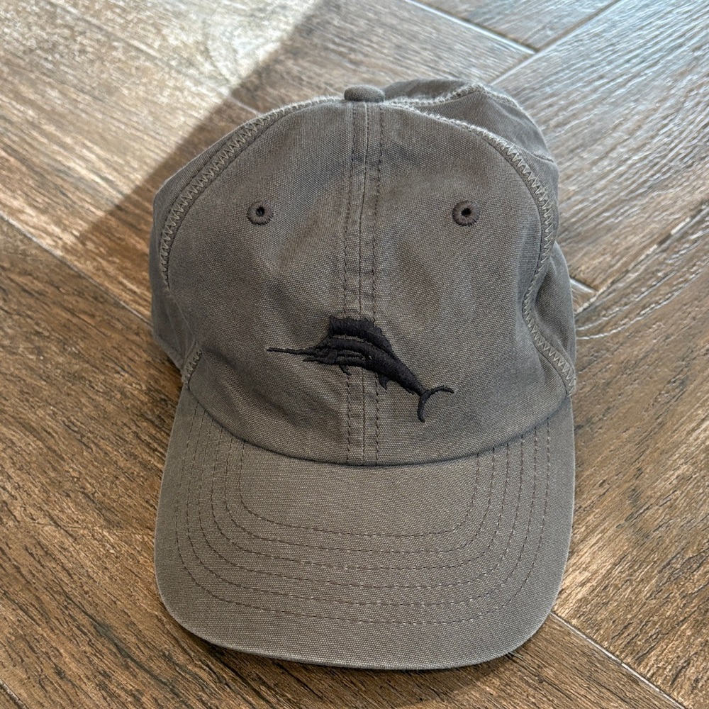 Tommy Bahama Gray Marlin Embroidered Cotton Baseball Cap